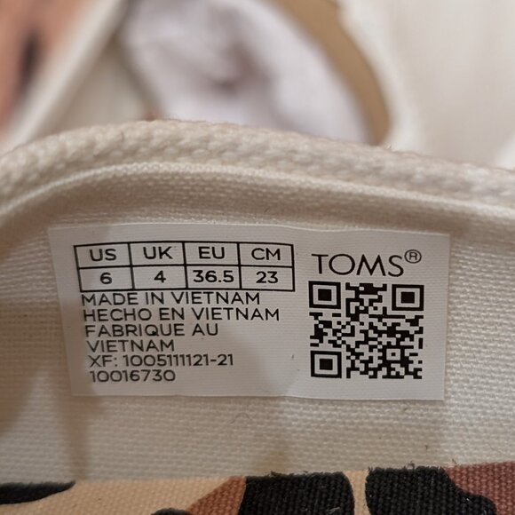 Tom's Alpargata Mallow Casual White Canvas Slip-On Shoes with Leopard Insole 6 - Picture 11 of 12